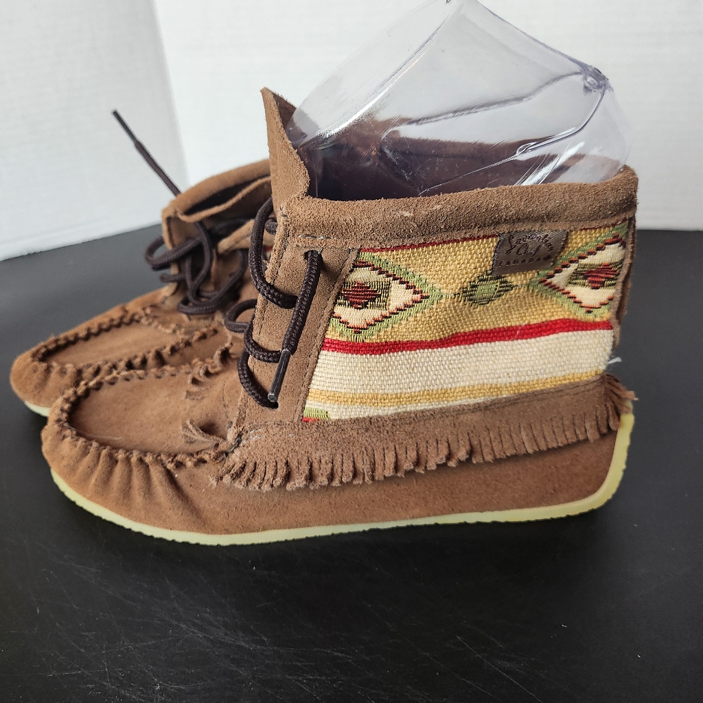 Laurentian Chief Aztec Suede Boots Moccasins Sz 8 Made In Canada